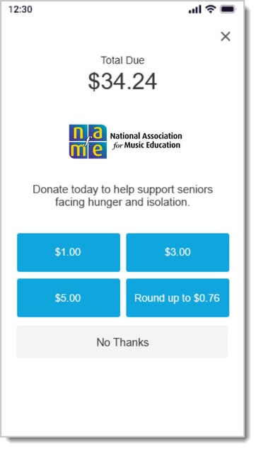 Image showing the round up donation screen of the P5 card terminal.