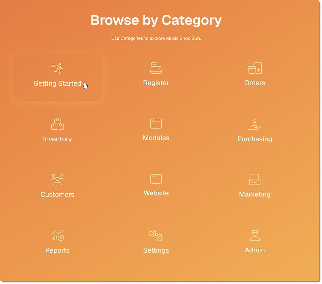Image showing the categories of the Knowledge Base.