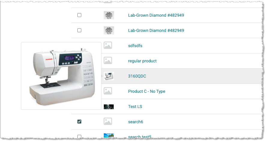 new hover thumbnail preview on Products page