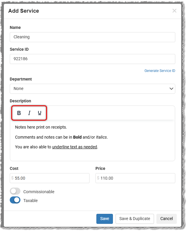service note improvements